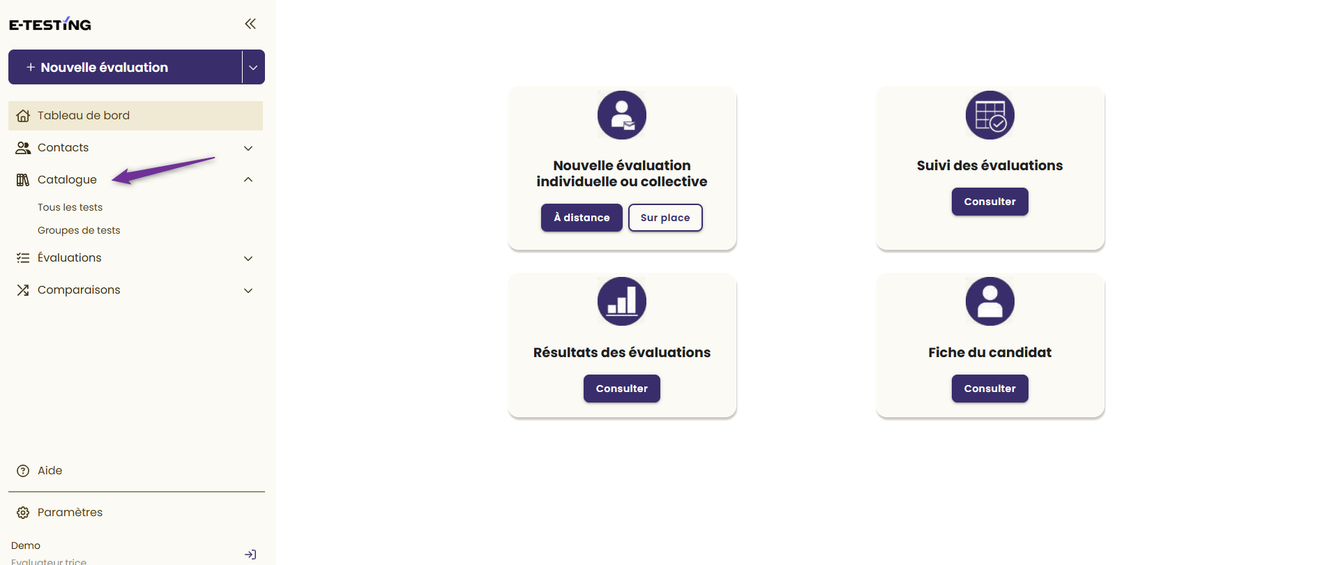 Accès au catalogue