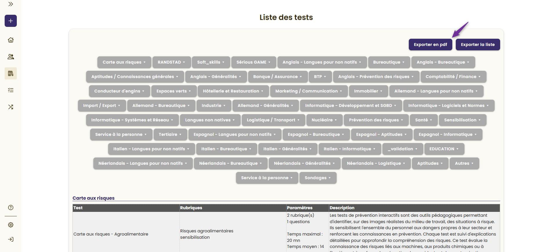 Exporter en PDF