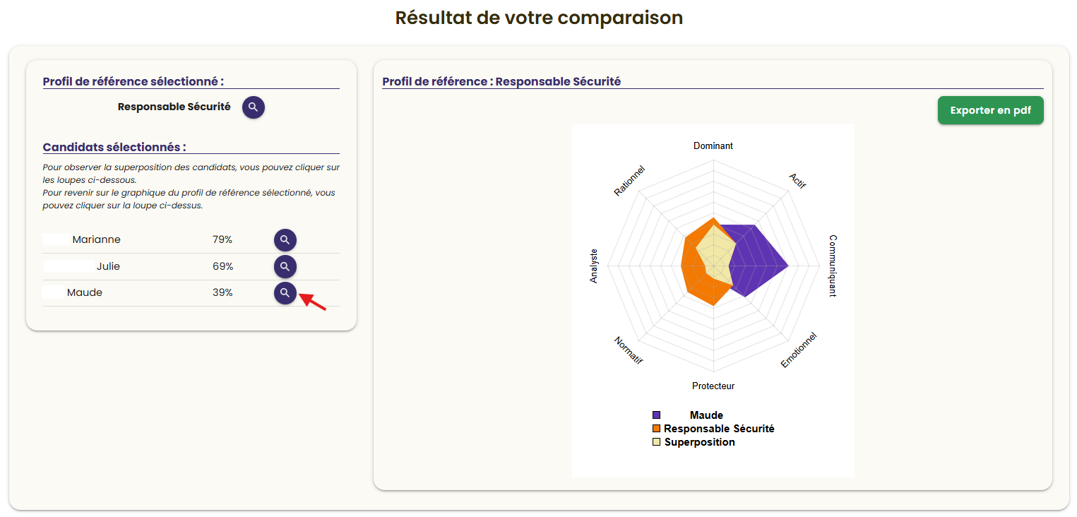 Superposition vue depuis la loupe du candidat
